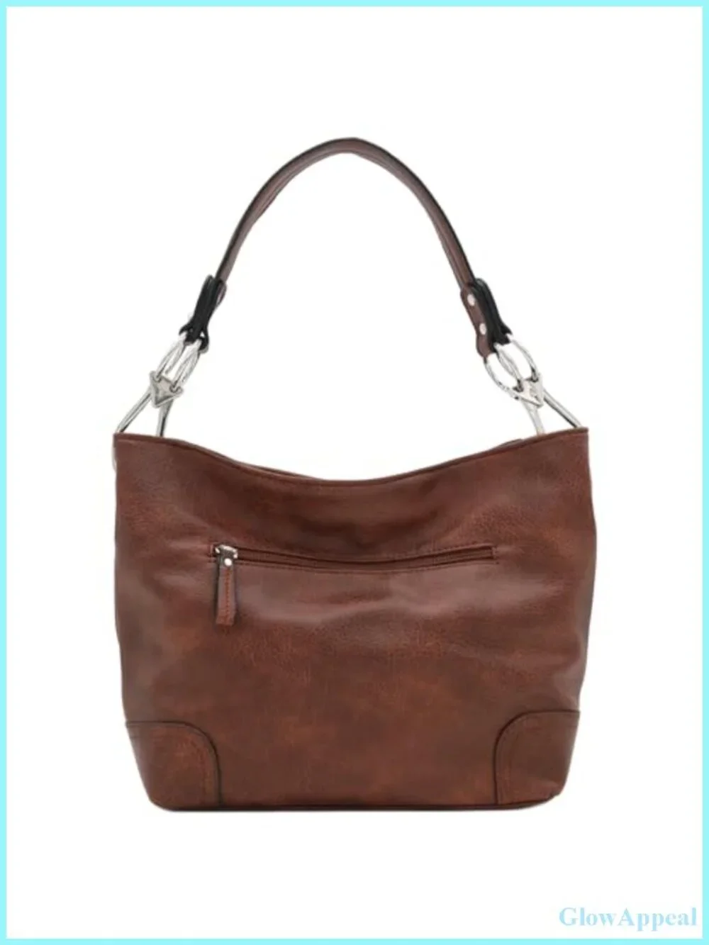 Faux Leather Hobo Shoulder Bag with Big Snap Hook Hardware